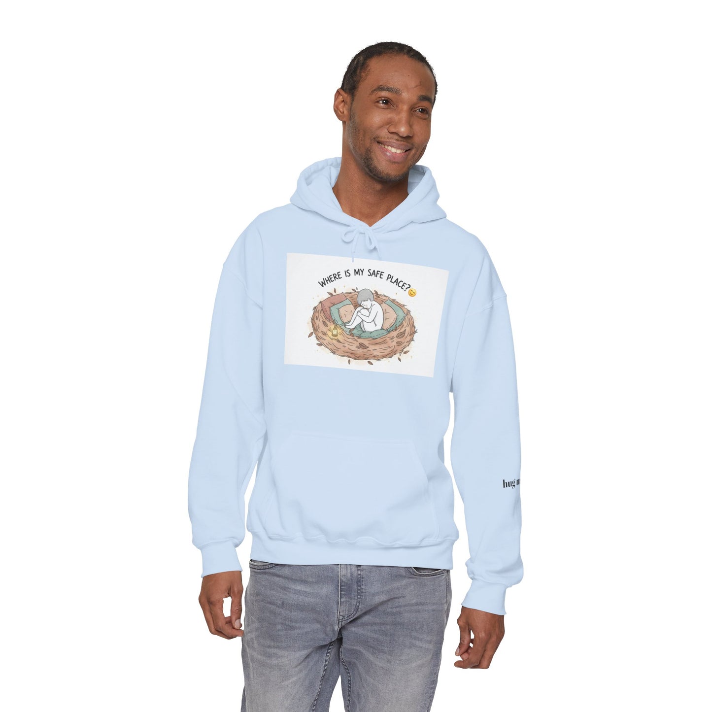 Cozy Bird Nest Hoodie — "Home Is My Safe Place" Comfort Sweatshirt