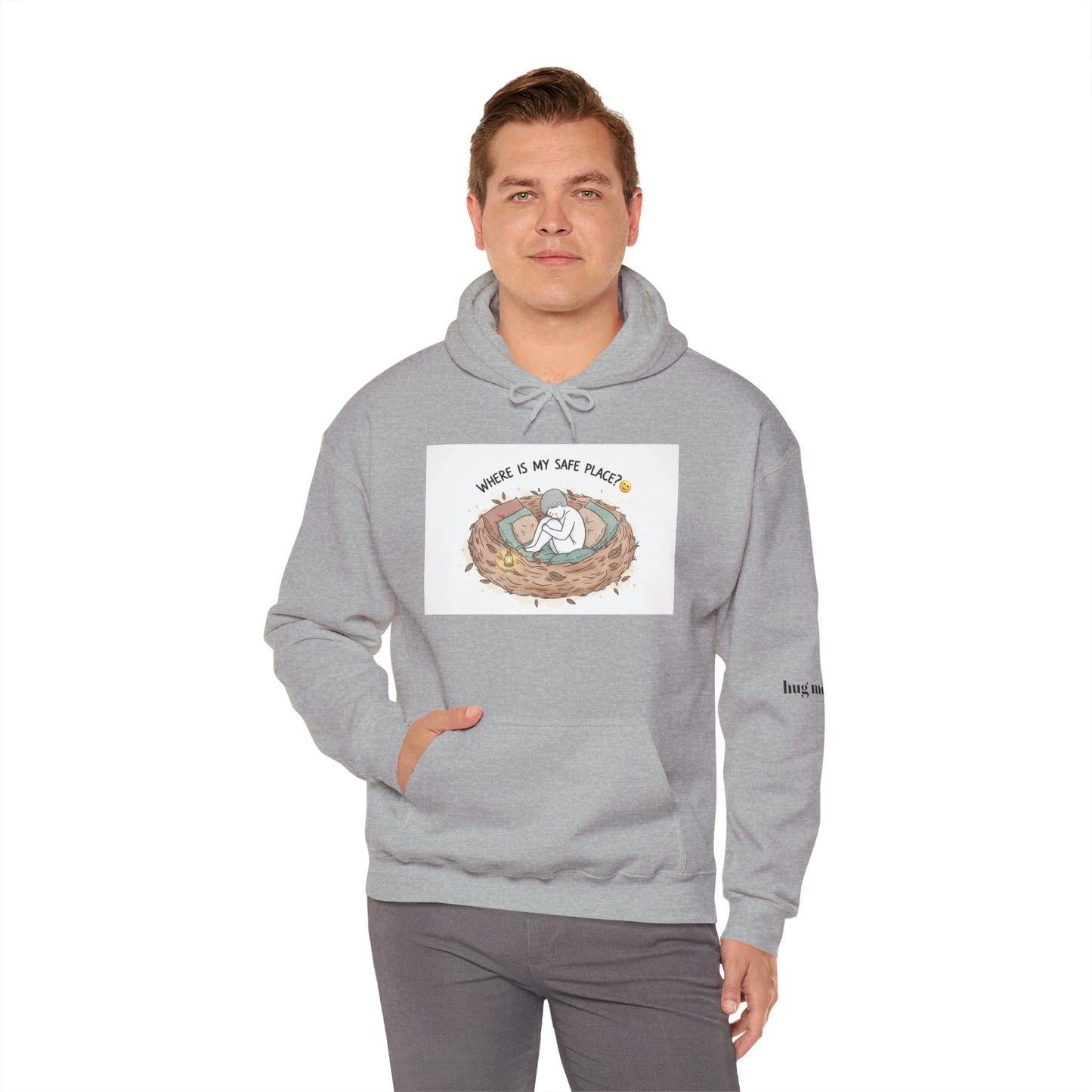 Cozy Bird Nest Hoodie — "Home Is My Safe Place" Comfort Sweatshirt
