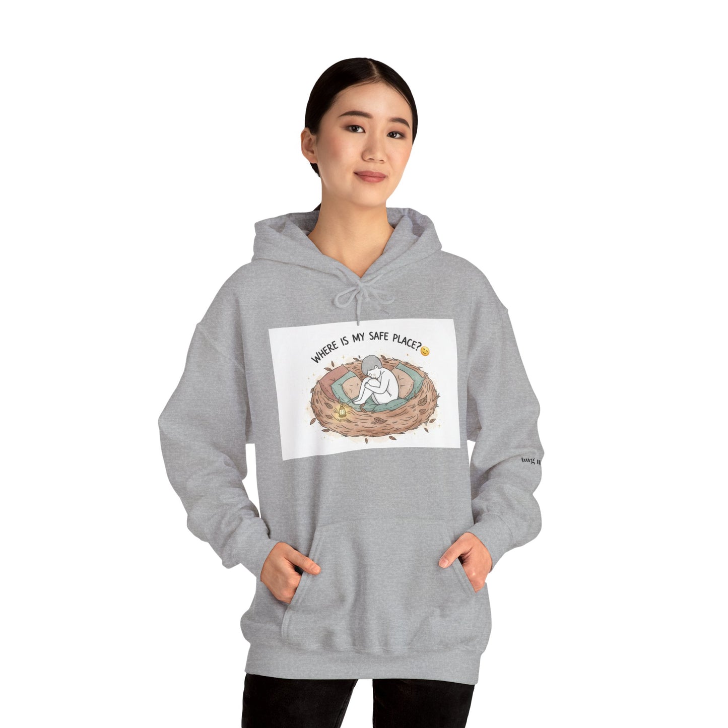 Cozy Bird Nest Hoodie — "Home Is My Safe Place" Comfort Sweatshirt