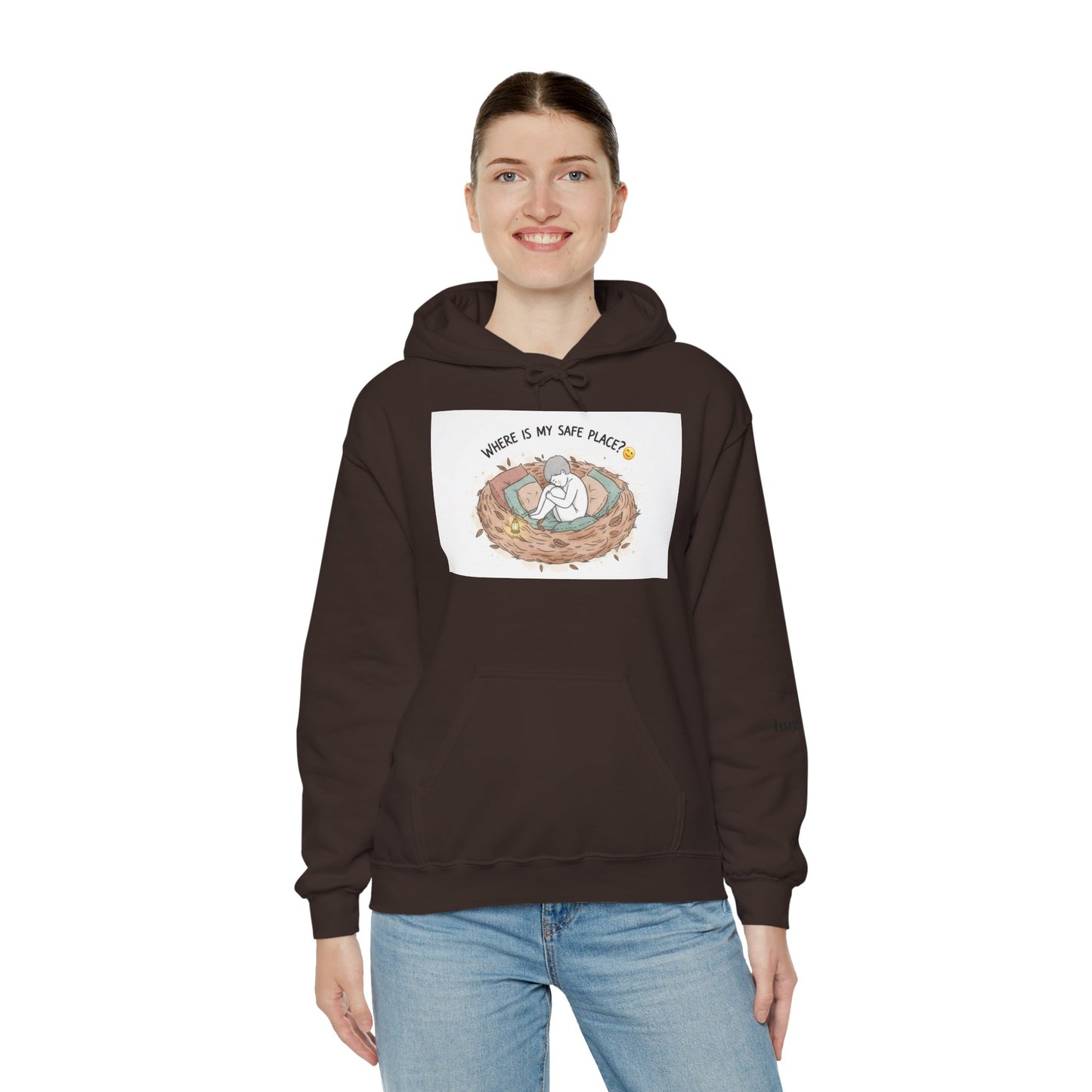 Cozy Bird Nest Hoodie — "Home Is My Safe Place" Comfort Sweatshirt