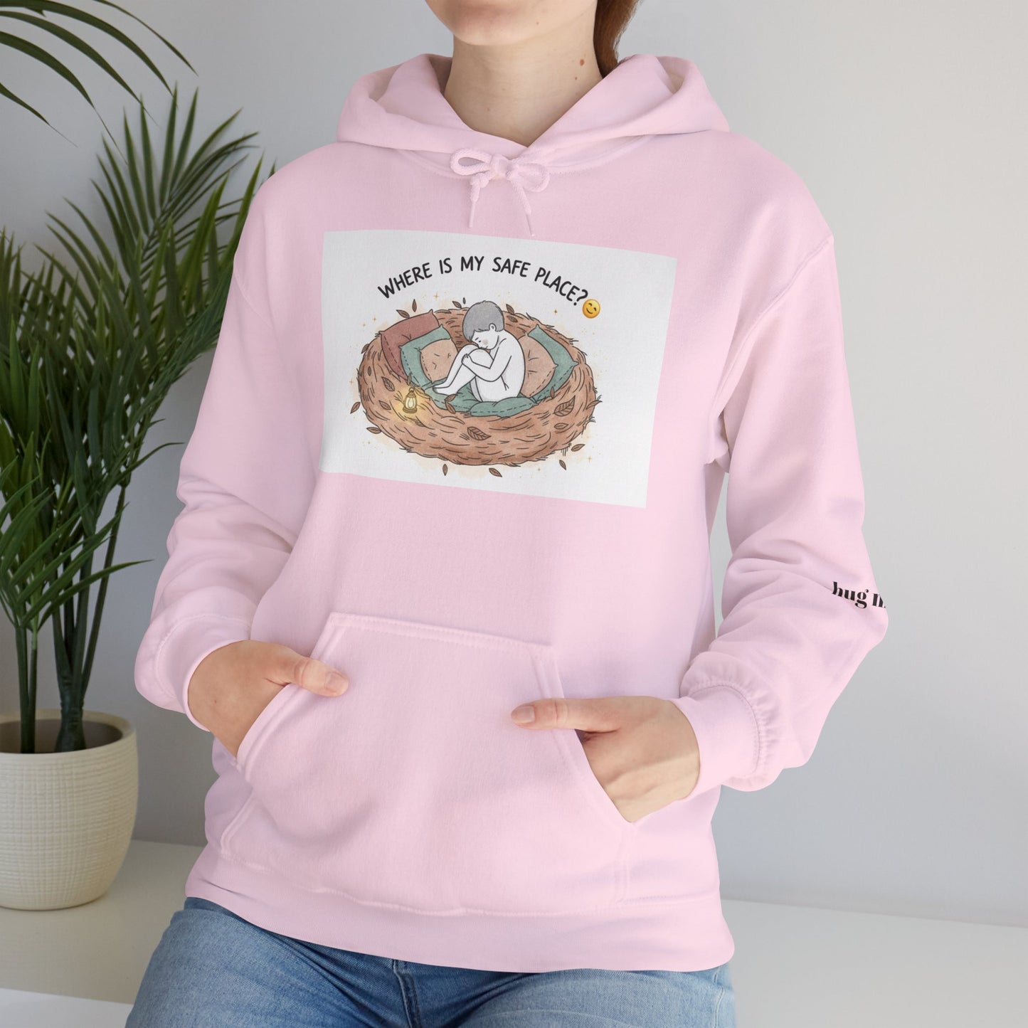 Cozy Bird Nest Hoodie — "Home Is My Safe Place" Comfort Sweatshirt