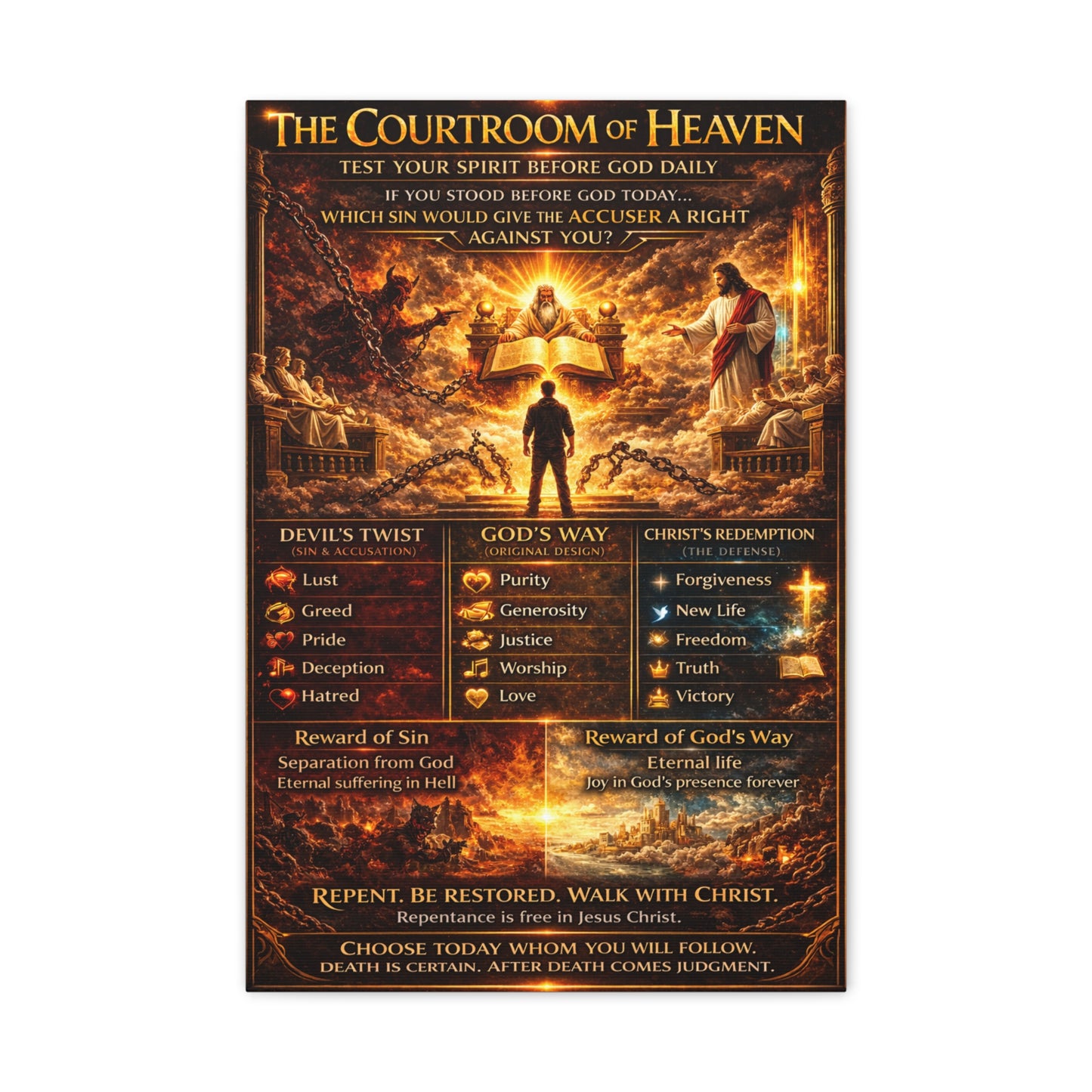 Courtroom of Heaven Canvas | Religious Wall Art, Christian Poster