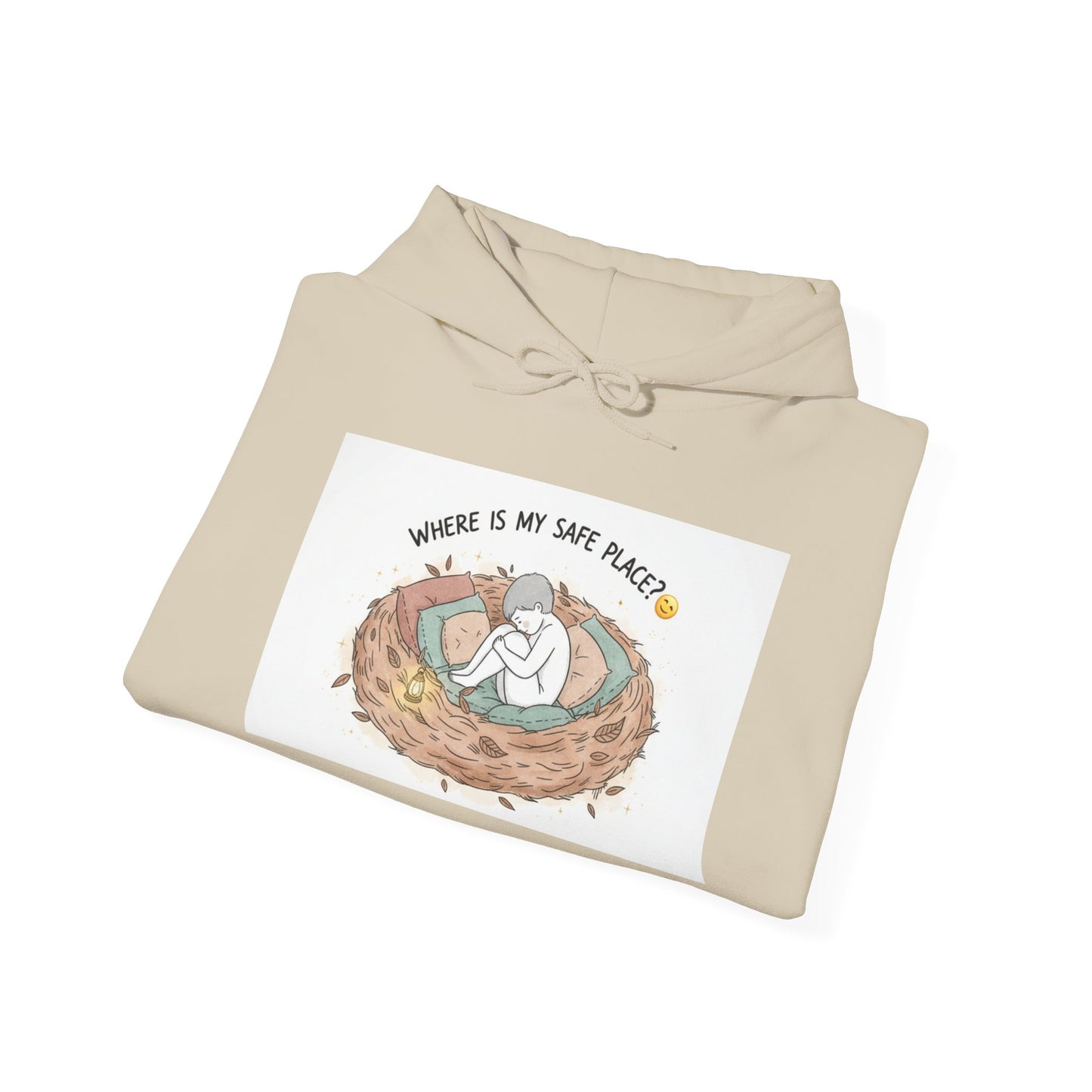 Cozy Bird Nest Hoodie — "Home Is My Safe Place" Comfort Sweatshirt