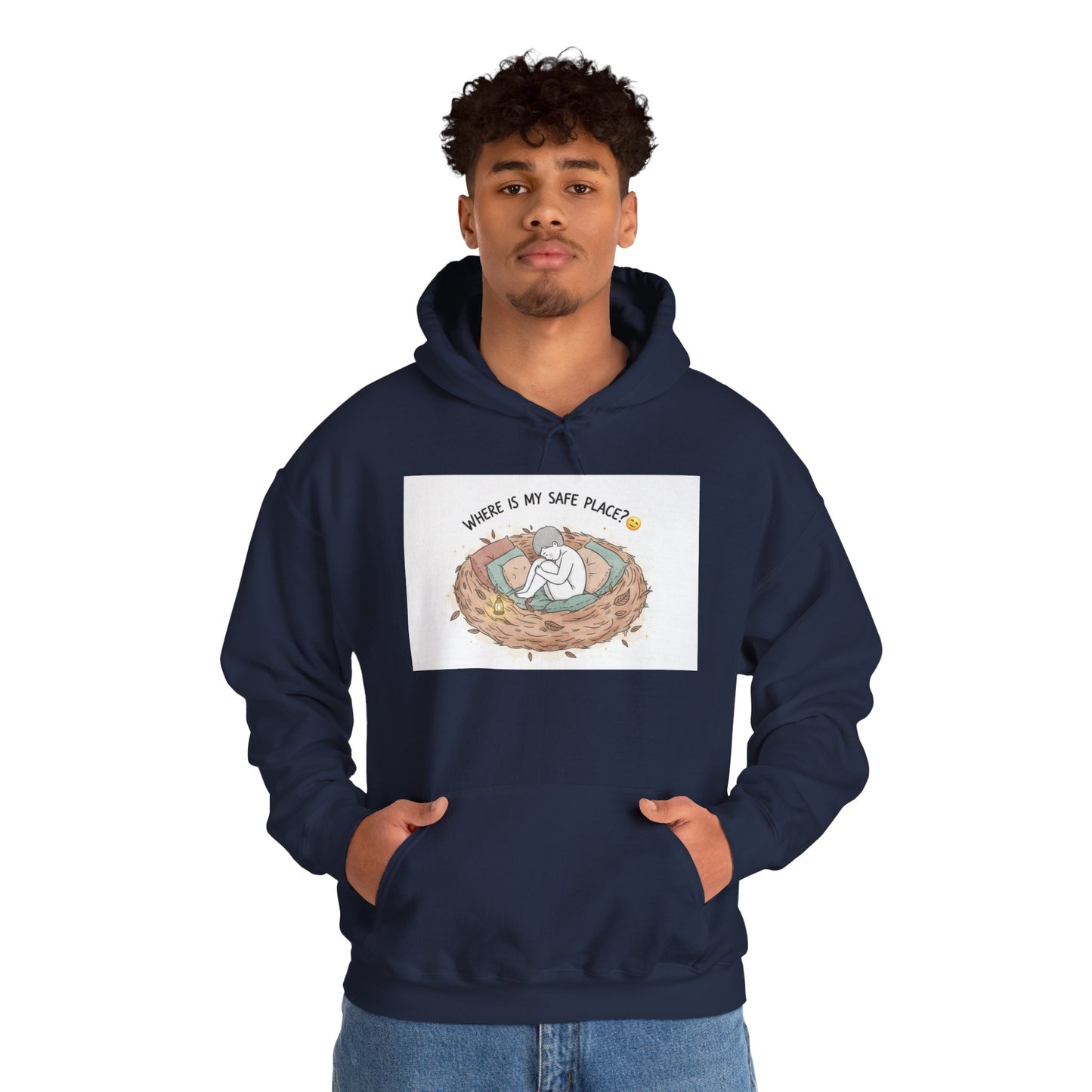 Cozy Bird Nest Hoodie — "Home Is My Safe Place" Comfort Sweatshirt