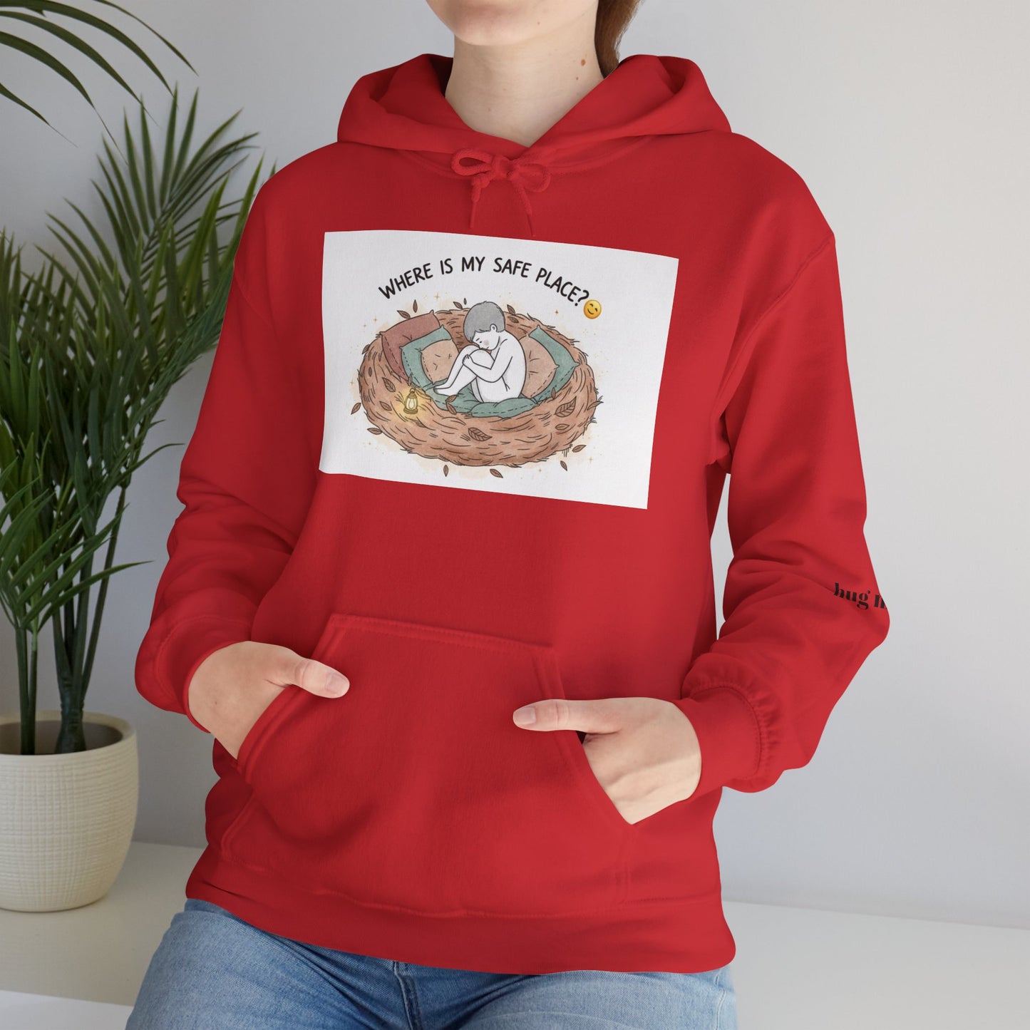 Cozy Bird Nest Hoodie — "Home Is My Safe Place" Comfort Sweatshirt