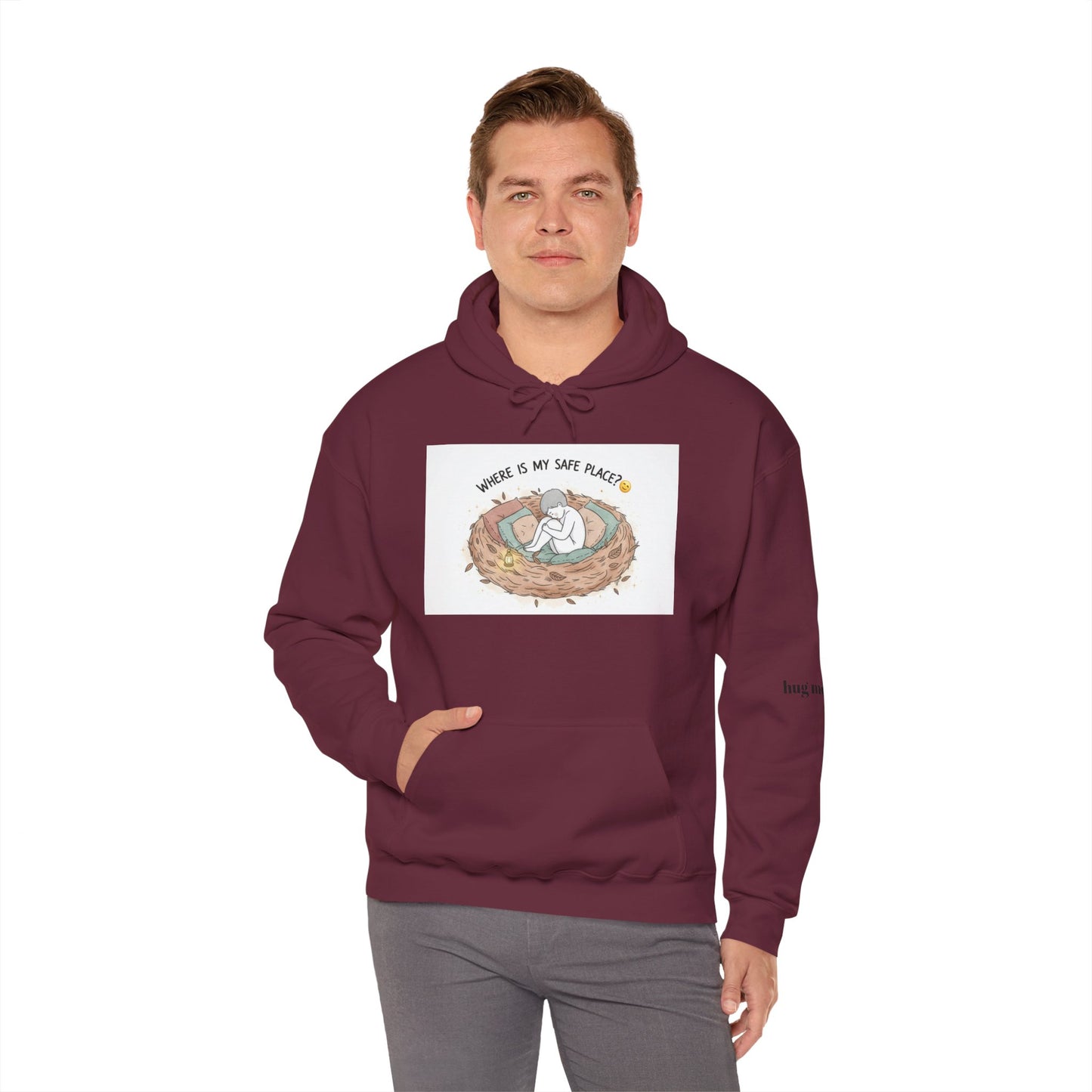 Cozy Bird Nest Hoodie — "Home Is My Safe Place" Comfort Sweatshirt