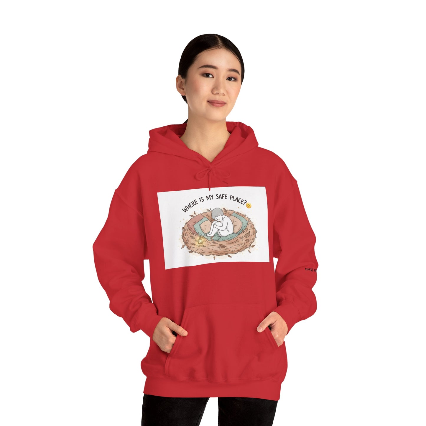 Cozy Bird Nest Hoodie — "Home Is My Safe Place" Comfort Sweatshirt