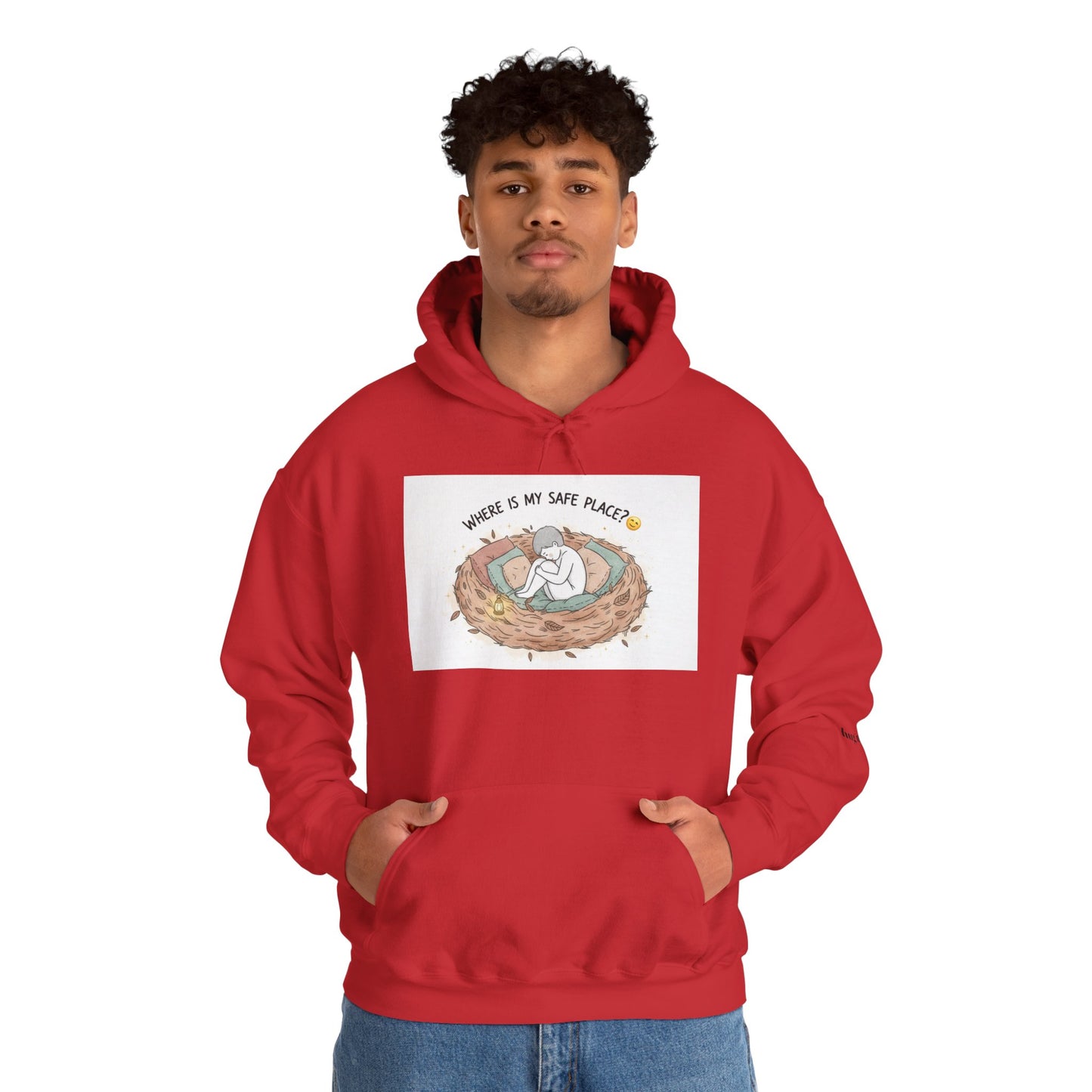 Cozy Bird Nest Hoodie — "Home Is My Safe Place" Comfort Sweatshirt