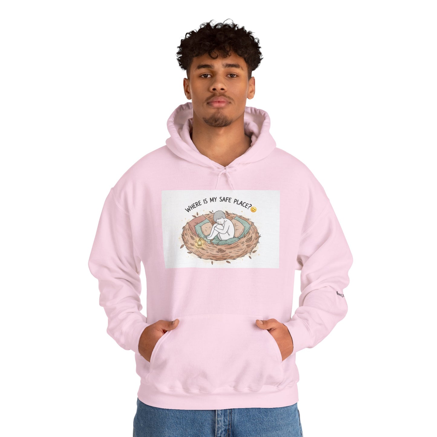 Cozy Bird Nest Hoodie — "Home Is My Safe Place" Comfort Sweatshirt