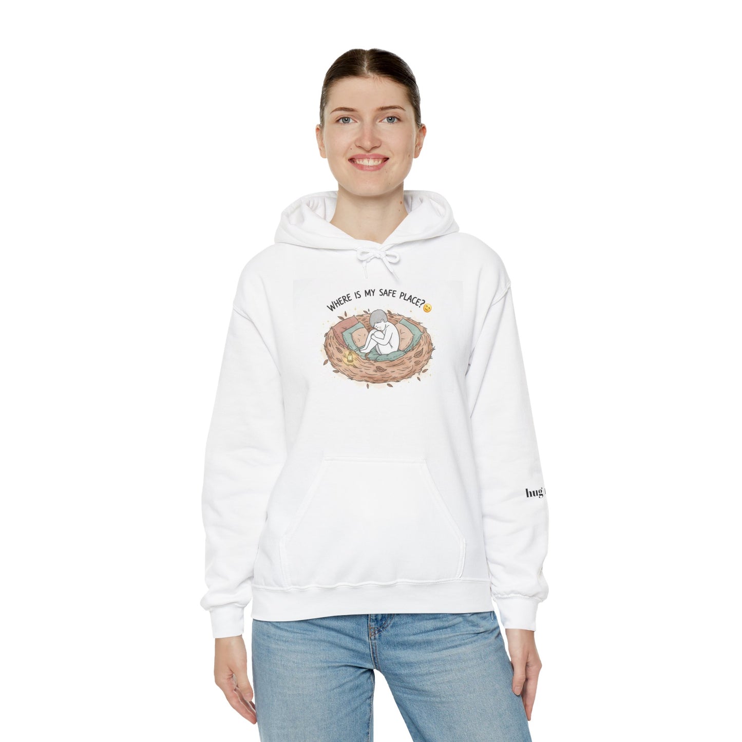 Cozy Bird Nest Hoodie — "Home Is My Safe Place" Comfort Sweatshirt
