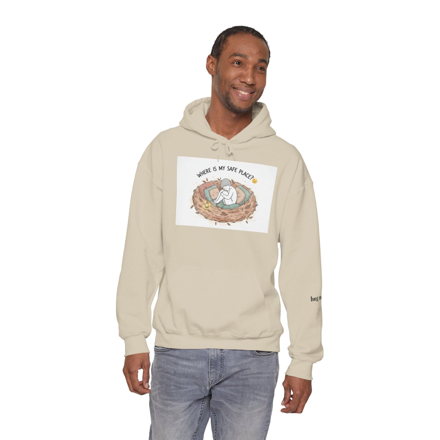Cozy Bird Nest Hoodie — "Home Is My Safe Place" Comfort Sweatshirt