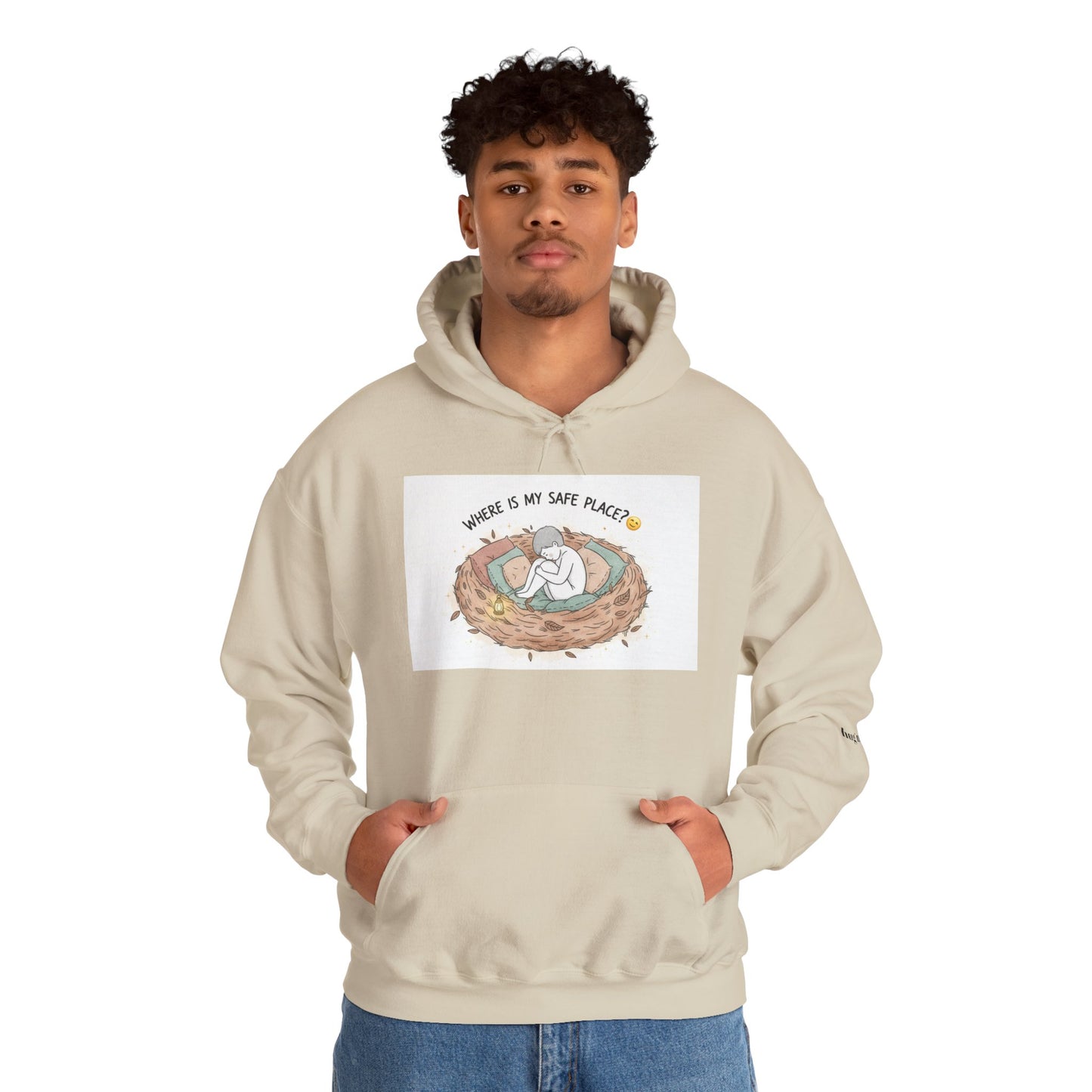 Cozy Bird Nest Hoodie — "Home Is My Safe Place" Comfort Sweatshirt