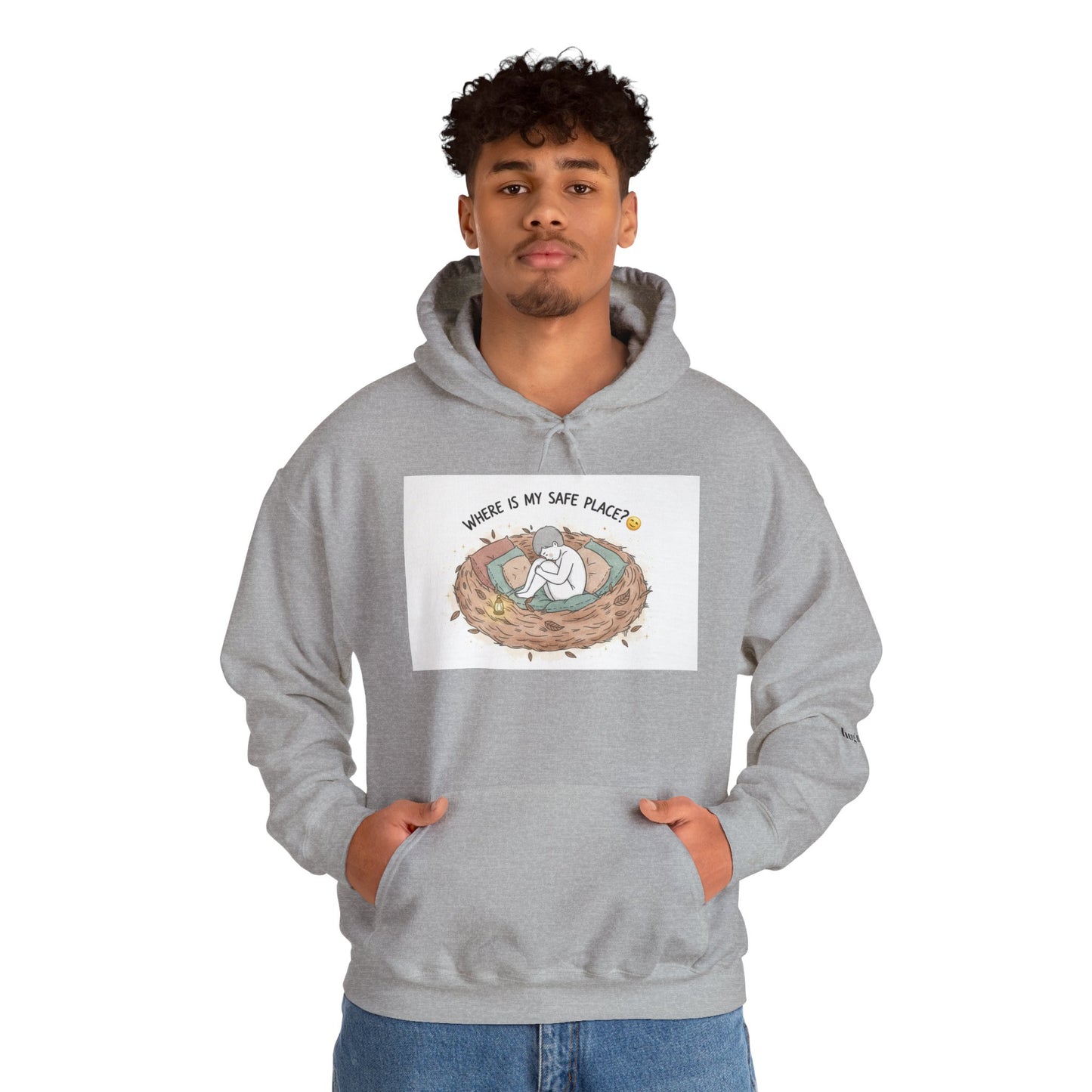 Cozy Bird Nest Hoodie — "Home Is My Safe Place" Comfort Sweatshirt