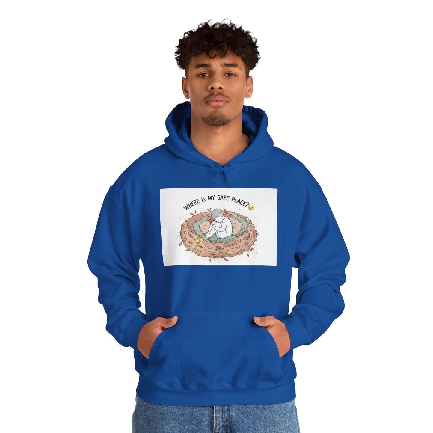 Cozy Bird Nest Hoodie — "Home Is My Safe Place" Comfort Sweatshirt