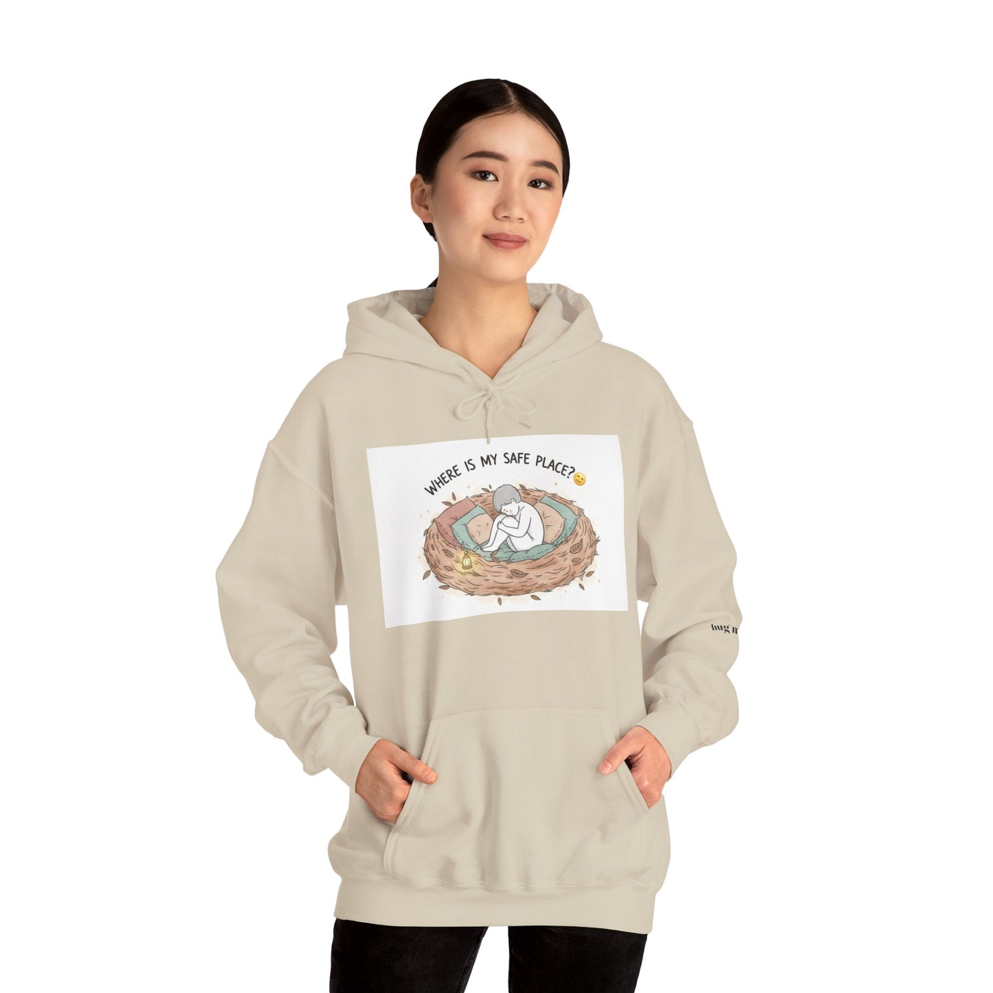 Cozy Bird Nest Hoodie — "Home Is My Safe Place" Comfort Sweatshirt