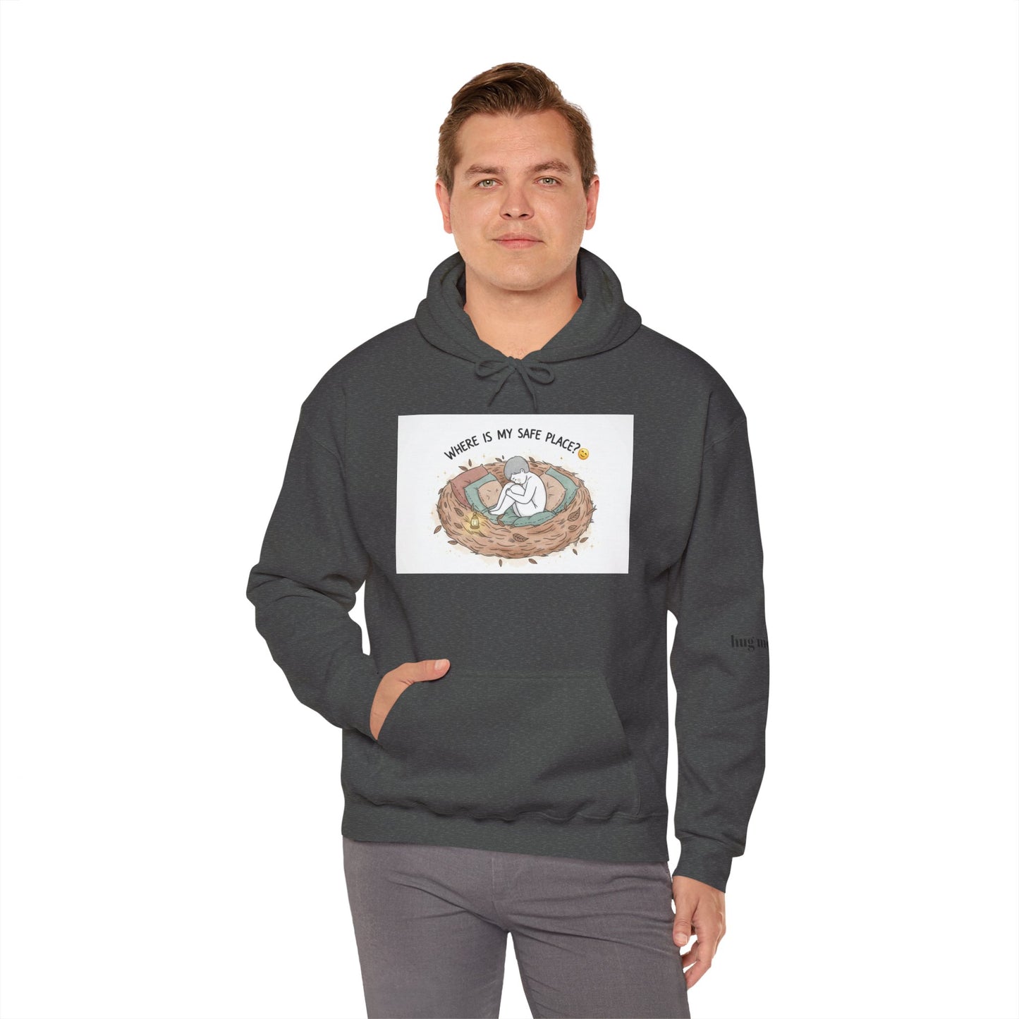 Cozy Bird Nest Hoodie — "Home Is My Safe Place" Comfort Sweatshirt