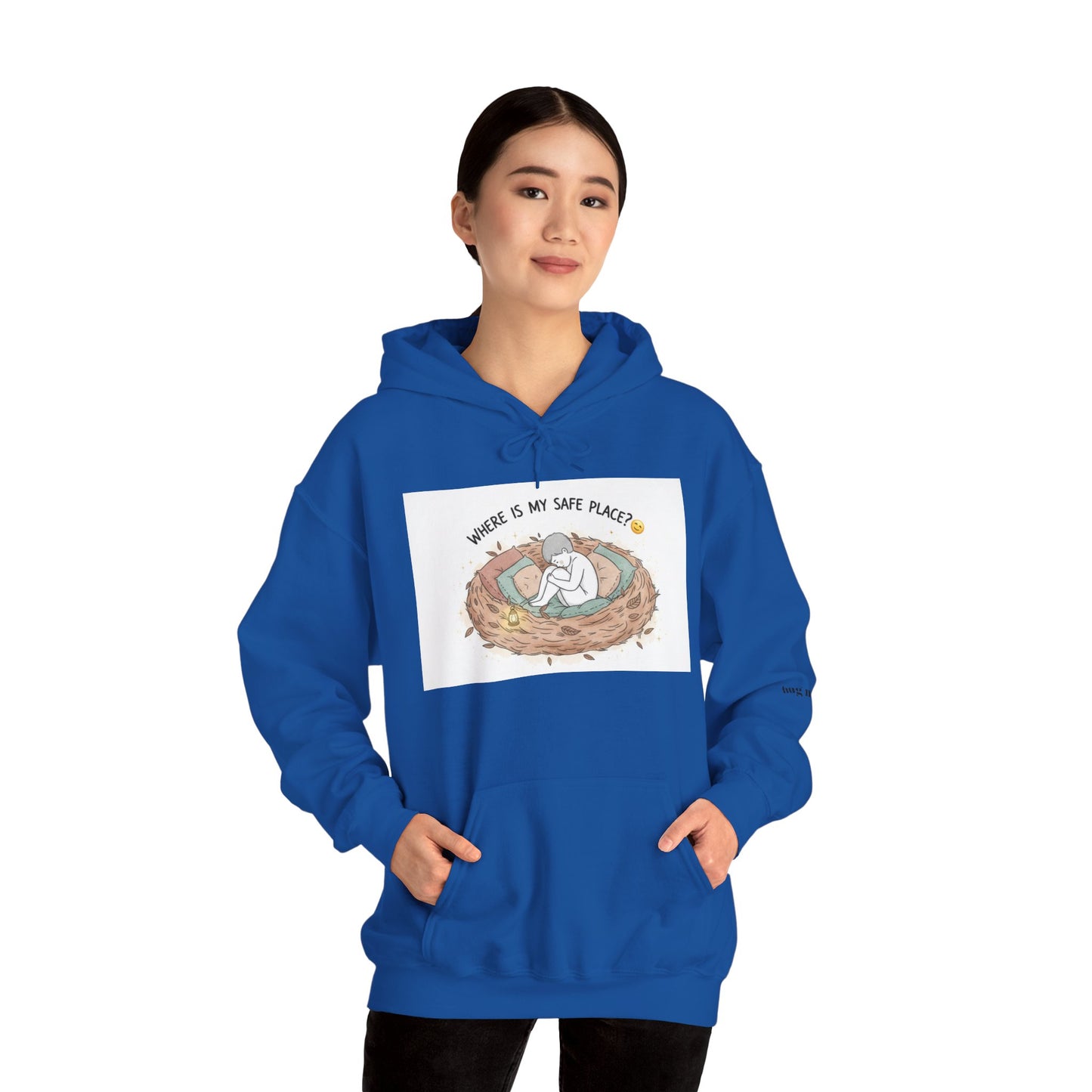 Cozy Bird Nest Hoodie — "Home Is My Safe Place" Comfort Sweatshirt