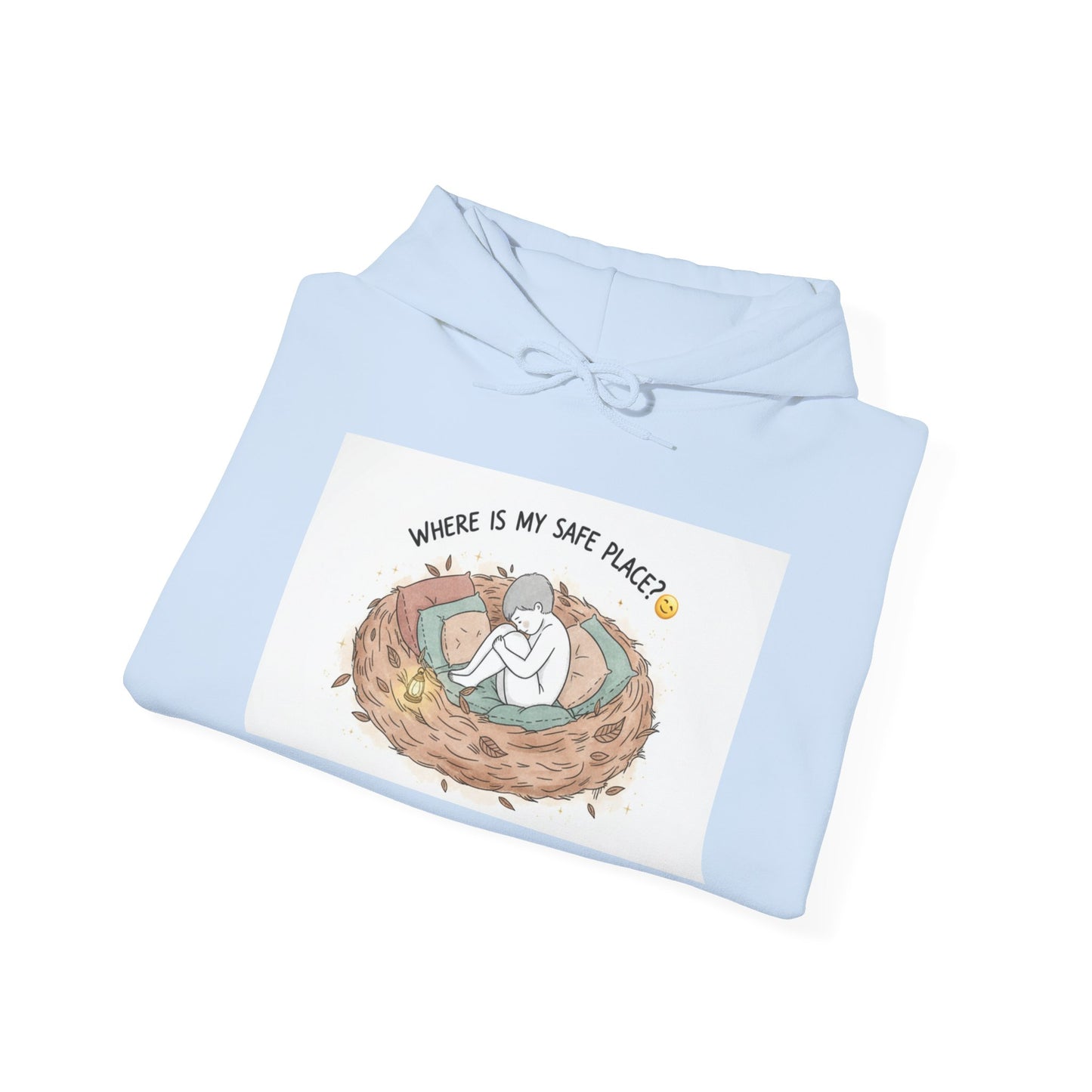 Cozy Bird Nest Hoodie — "Home Is My Safe Place" Comfort Sweatshirt