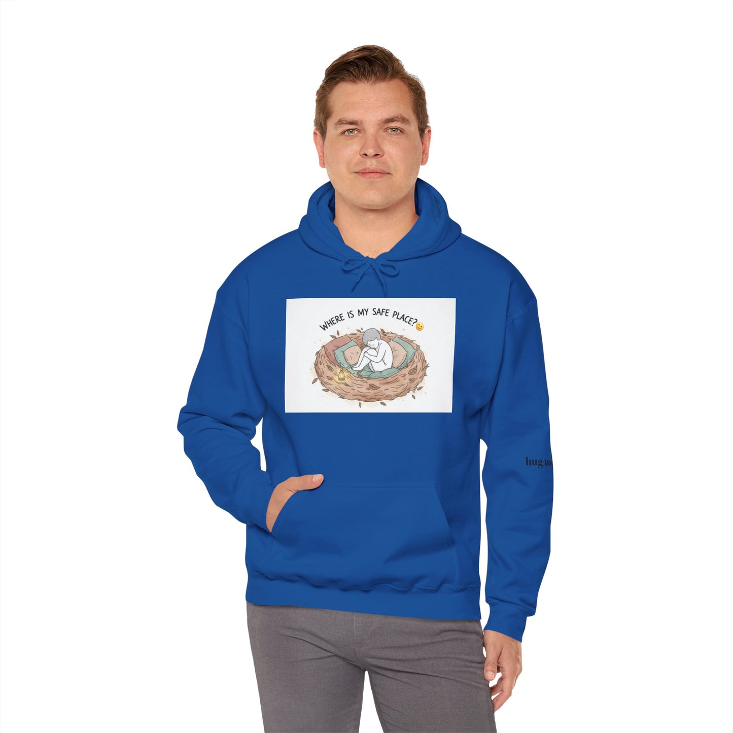 Cozy Bird Nest Hoodie — "Home Is My Safe Place" Comfort Sweatshirt