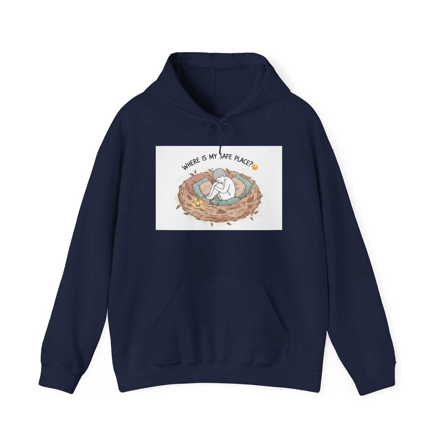 Cozy Bird Nest Hoodie — "Home Is My Safe Place" Comfort Sweatshirt