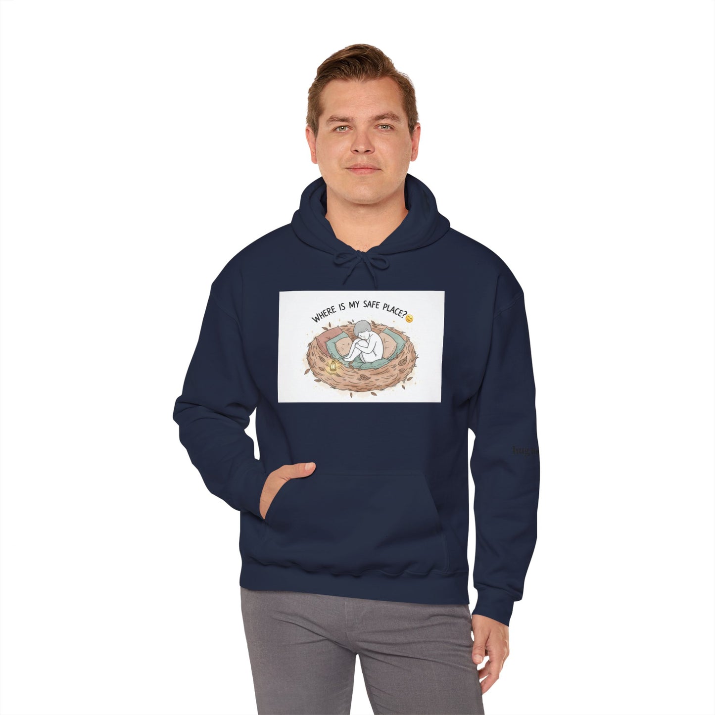 Cozy Bird Nest Hoodie — "Home Is My Safe Place" Comfort Sweatshirt