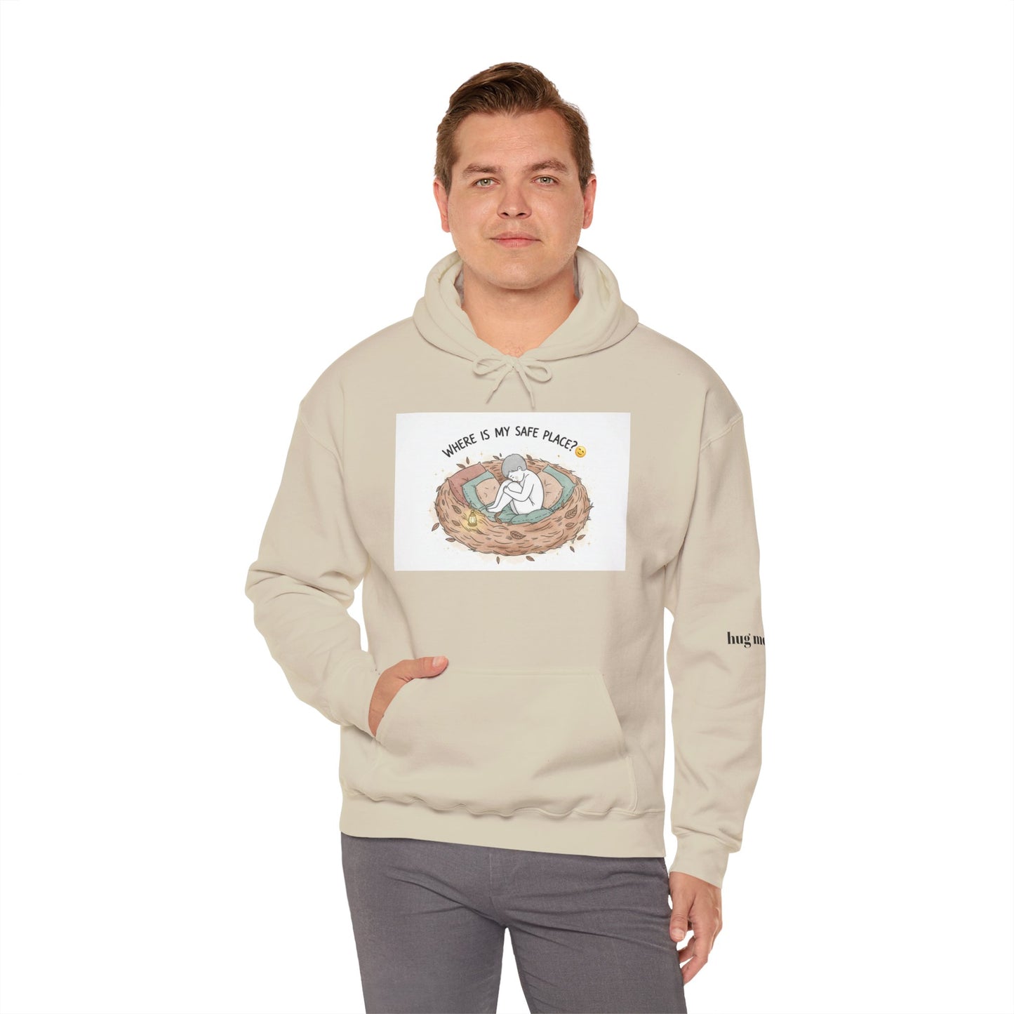 Cozy Bird Nest Hoodie — "Home Is My Safe Place" Comfort Sweatshirt