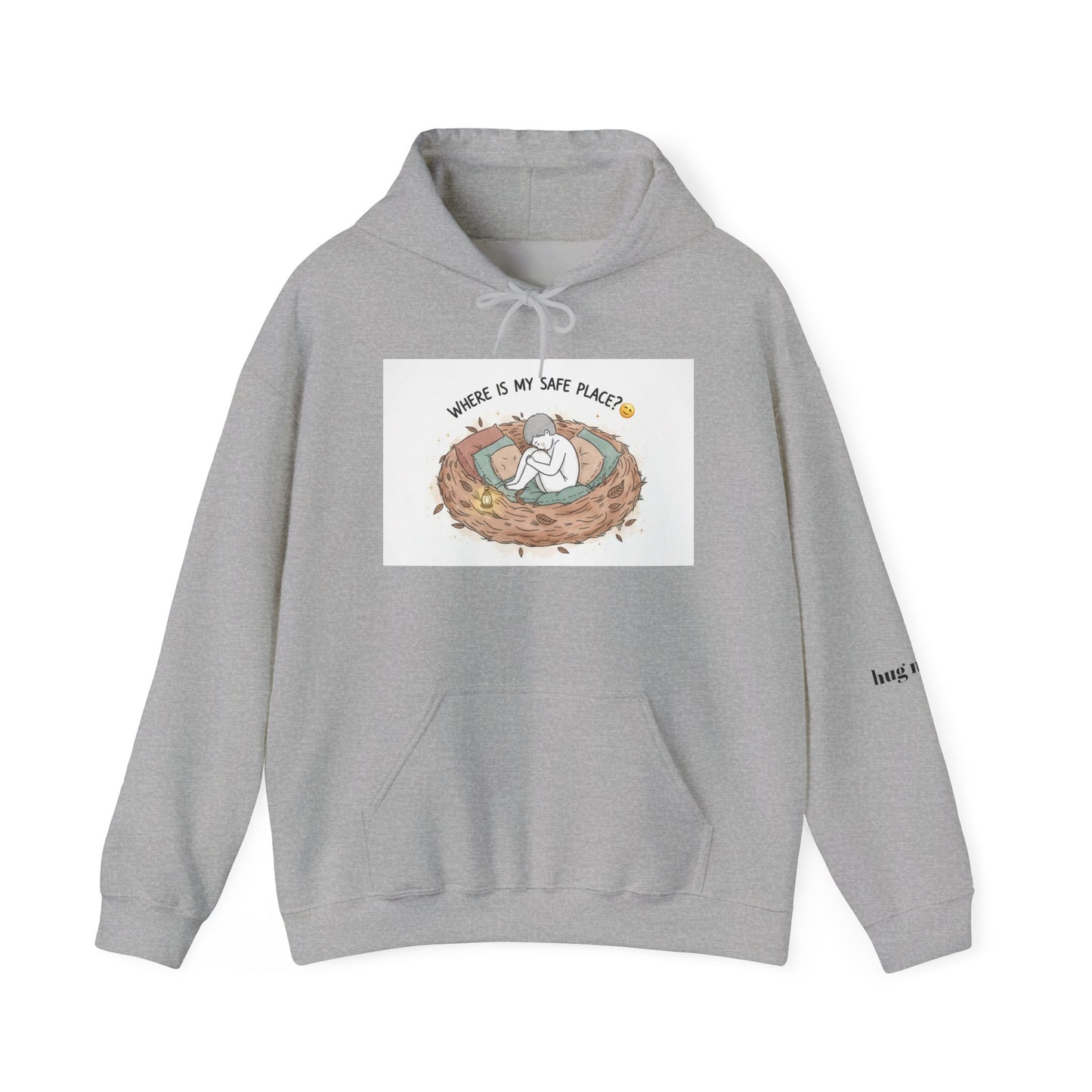 Cozy Bird Nest Hoodie — "Home Is My Safe Place" Comfort Sweatshirt