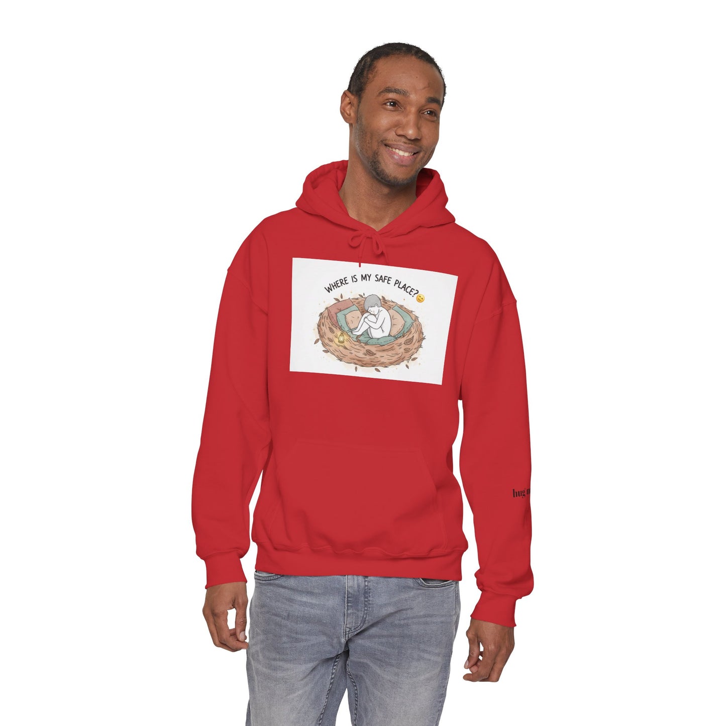 Cozy Bird Nest Hoodie — "Home Is My Safe Place" Comfort Sweatshirt