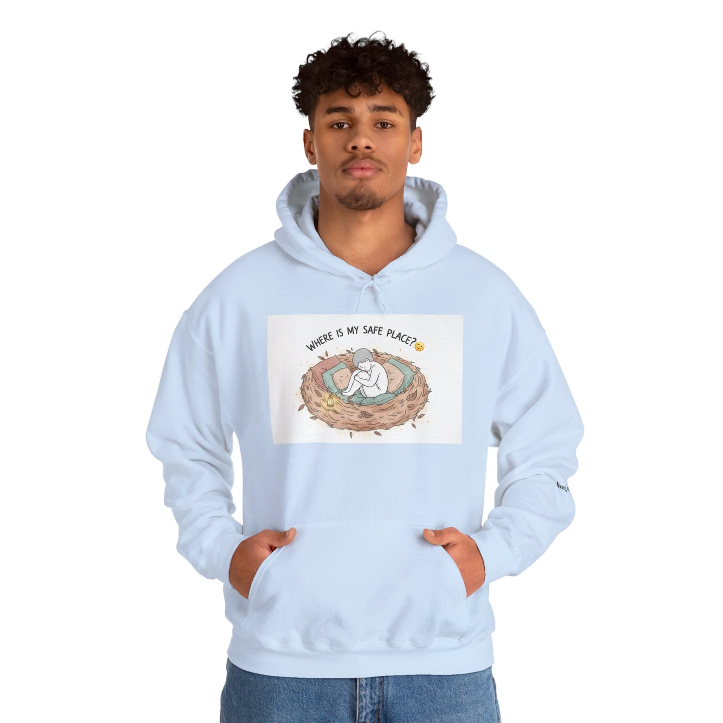 Cozy Bird Nest Hoodie — "Home Is My Safe Place" Comfort Sweatshirt