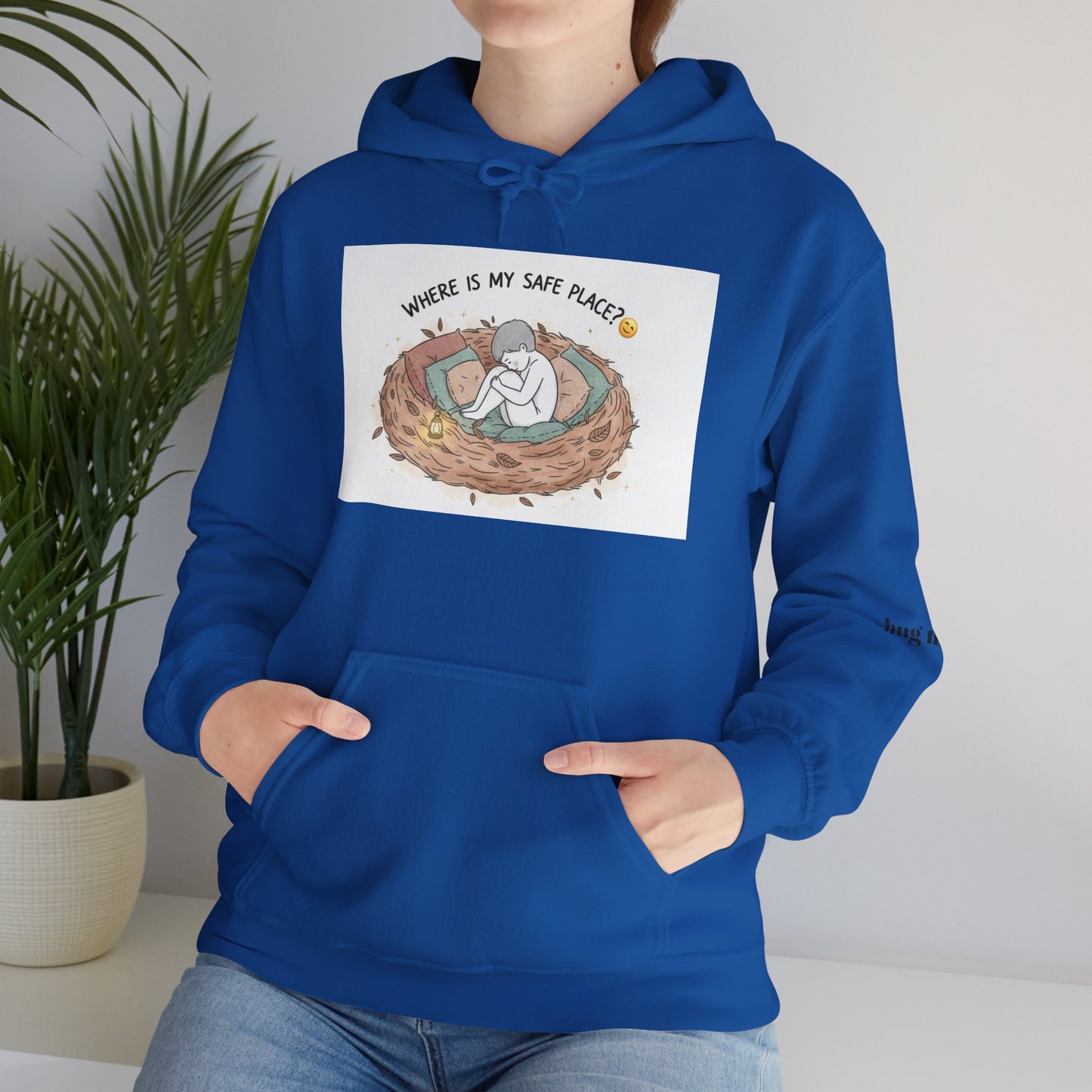 Cozy Bird Nest Hoodie — "Home Is My Safe Place" Comfort Sweatshirt