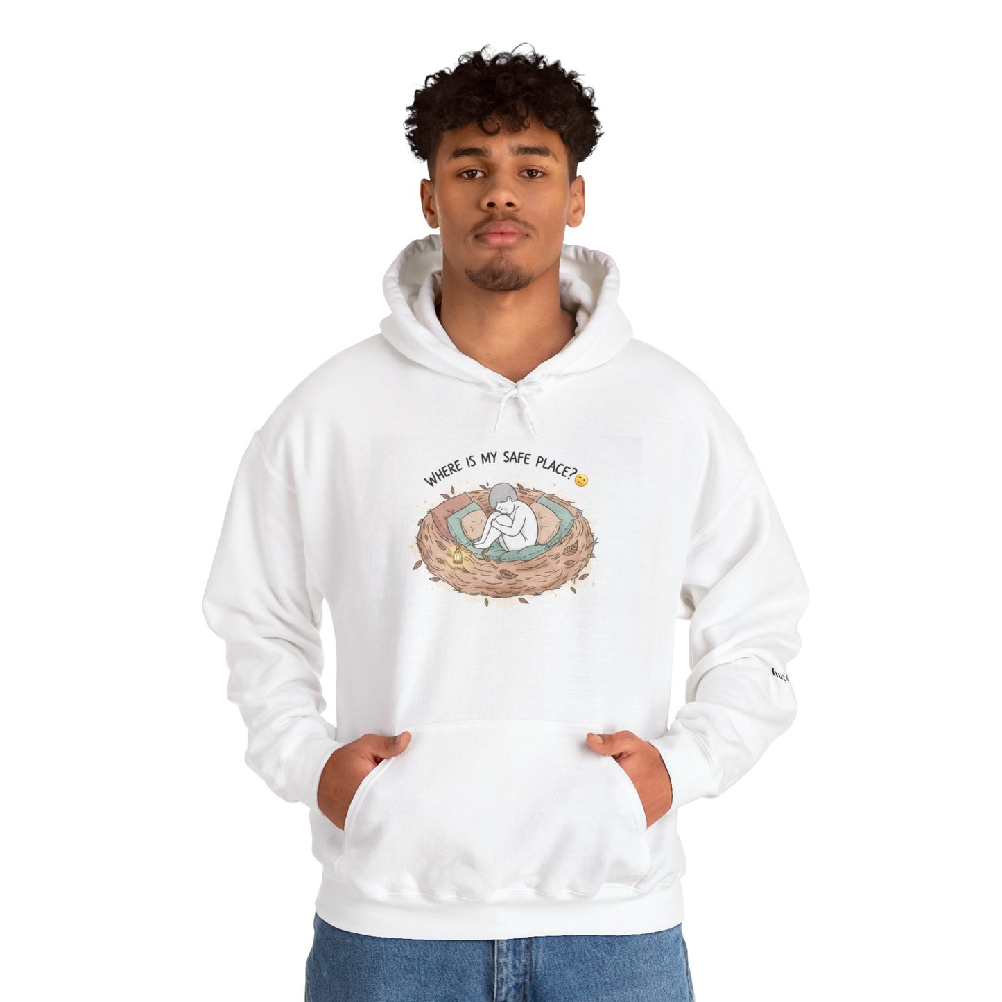Cozy Bird Nest Hoodie — "Home Is My Safe Place" Comfort Sweatshirt