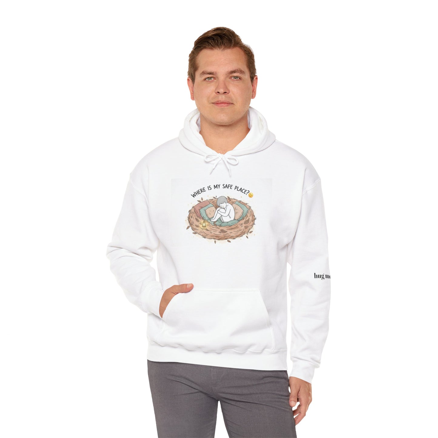 Cozy Bird Nest Hoodie — "Home Is My Safe Place" Comfort Sweatshirt