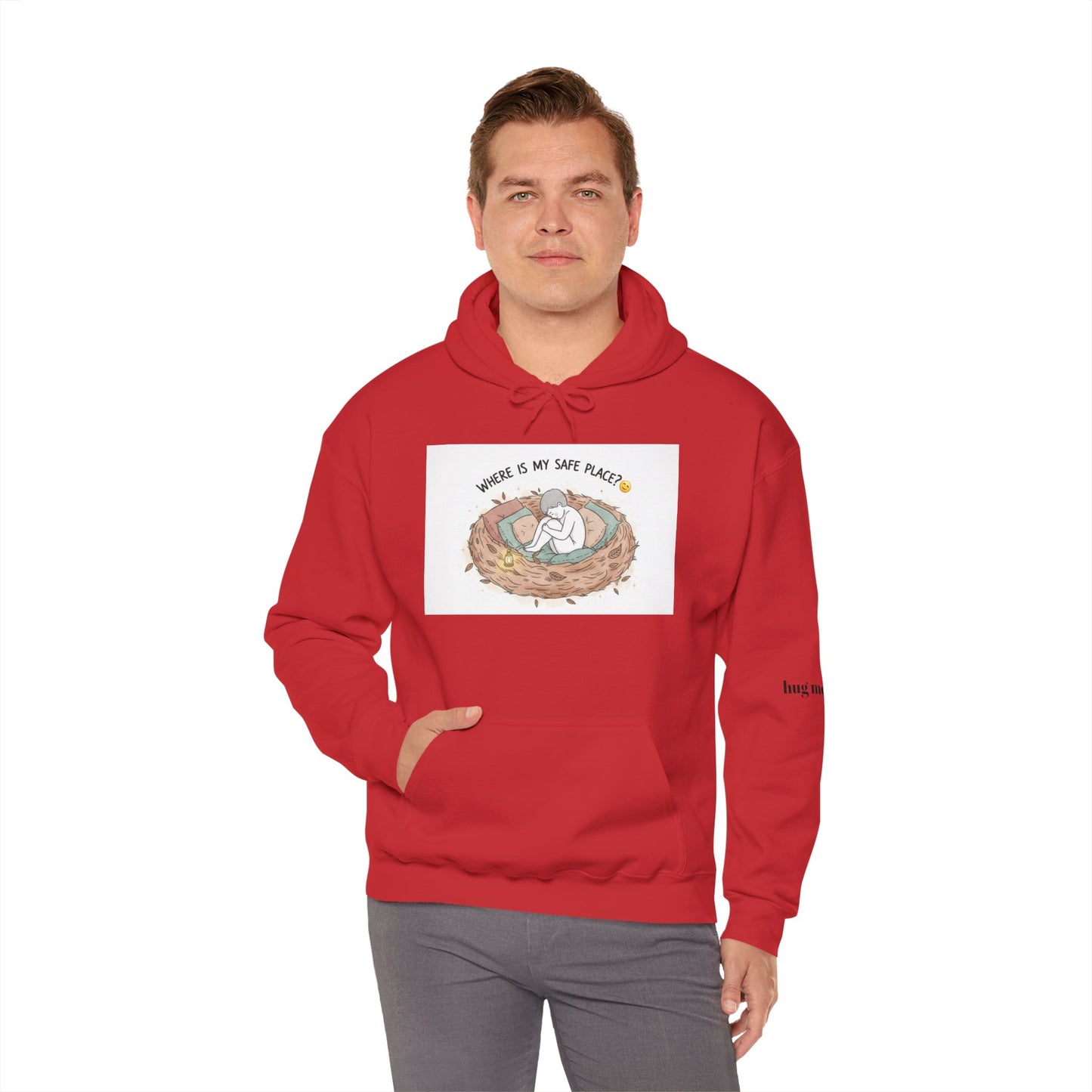 Cozy Bird Nest Hoodie — "Home Is My Safe Place" Comfort Sweatshirt