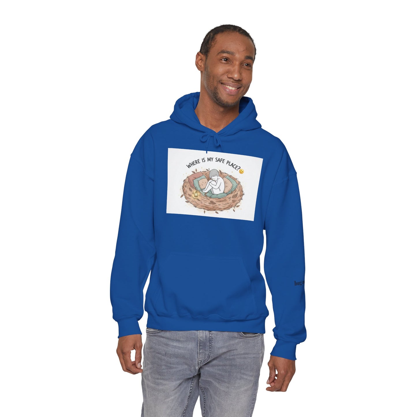 Cozy Bird Nest Hoodie — "Home Is My Safe Place" Comfort Sweatshirt