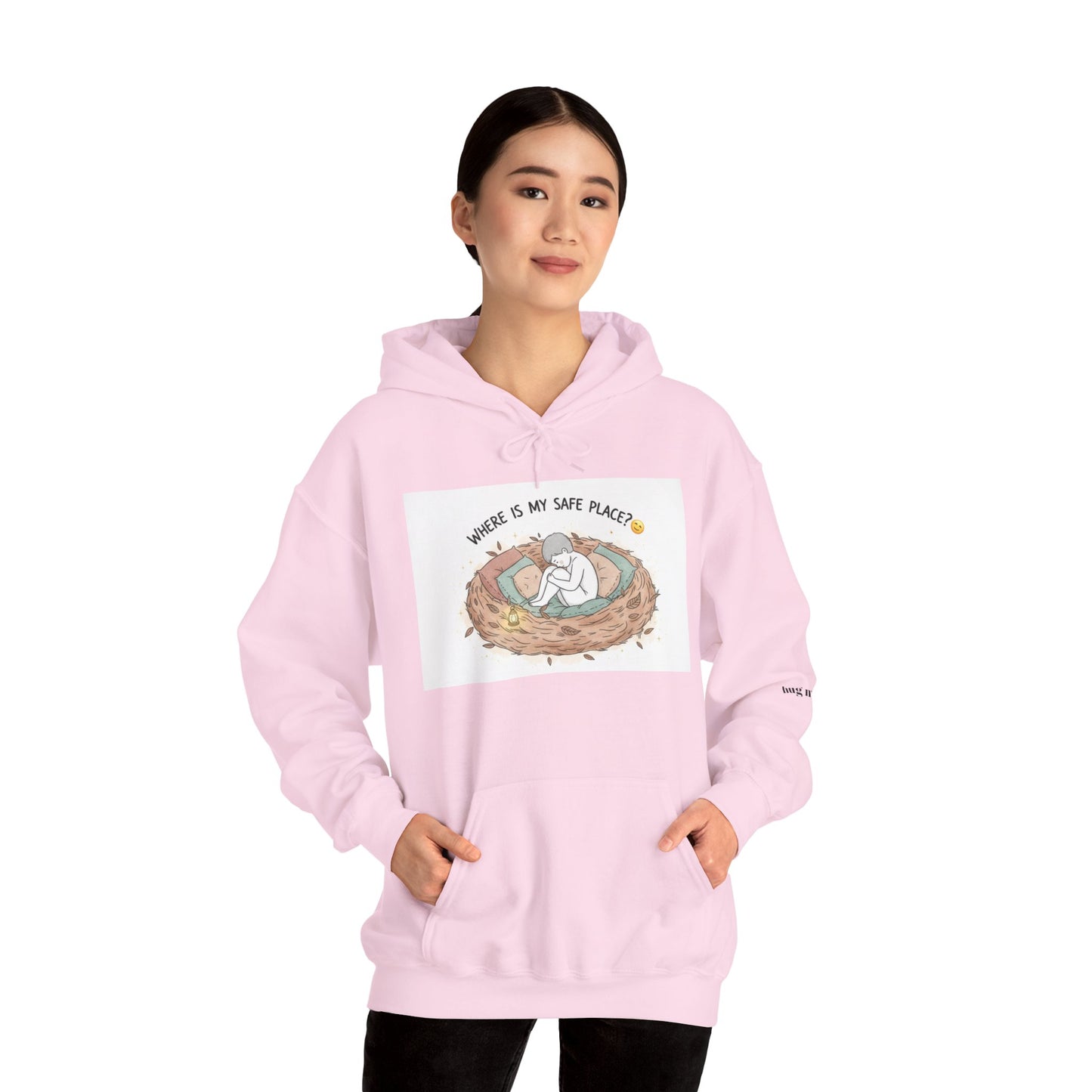 Cozy Bird Nest Hoodie — "Home Is My Safe Place" Comfort Sweatshirt