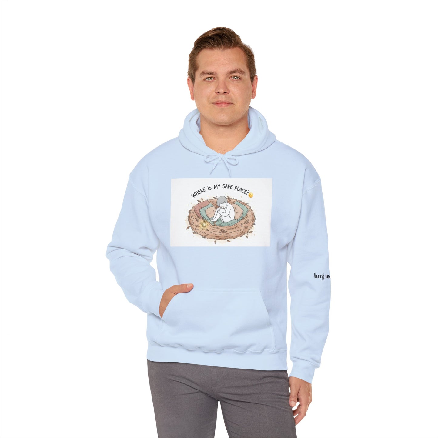 Cozy Bird Nest Hoodie — "Home Is My Safe Place" Comfort Sweatshirt