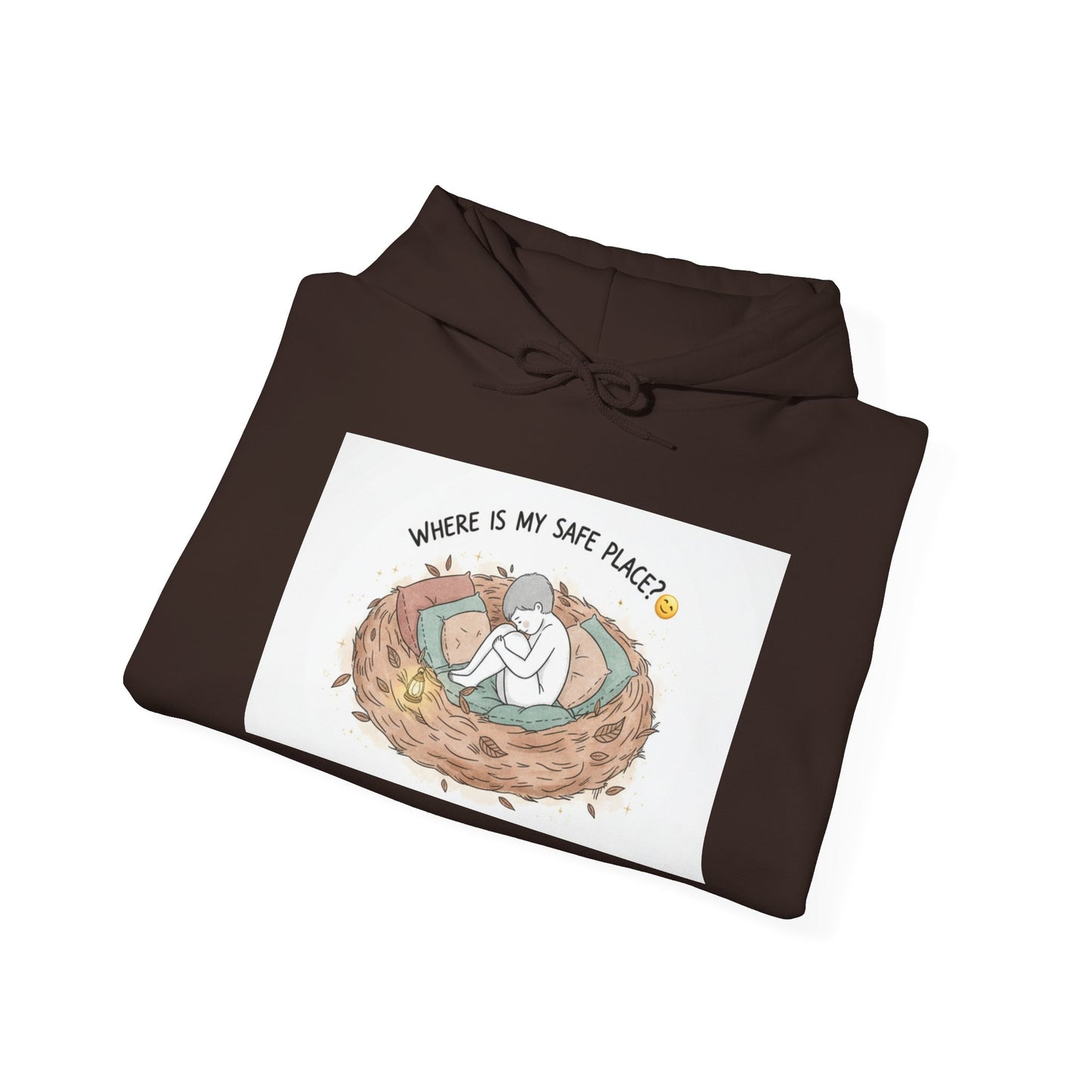 Cozy Bird Nest Hoodie — "Home Is My Safe Place" Comfort Sweatshirt