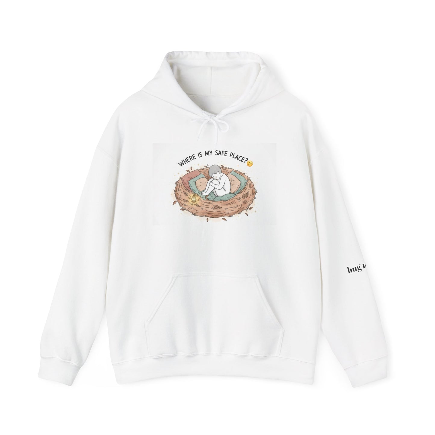 Cozy Bird Nest Hoodie — "Home Is My Safe Place" Comfort Sweatshirt