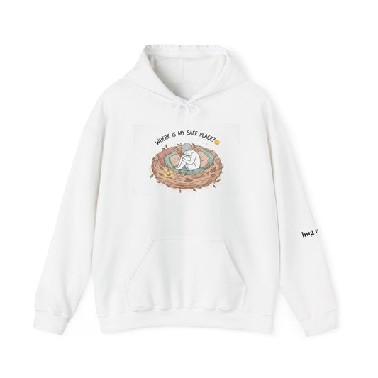 Cozy Bird Nest Hoodie — "Home Is My Safe Place" Comfort Sweatshirt