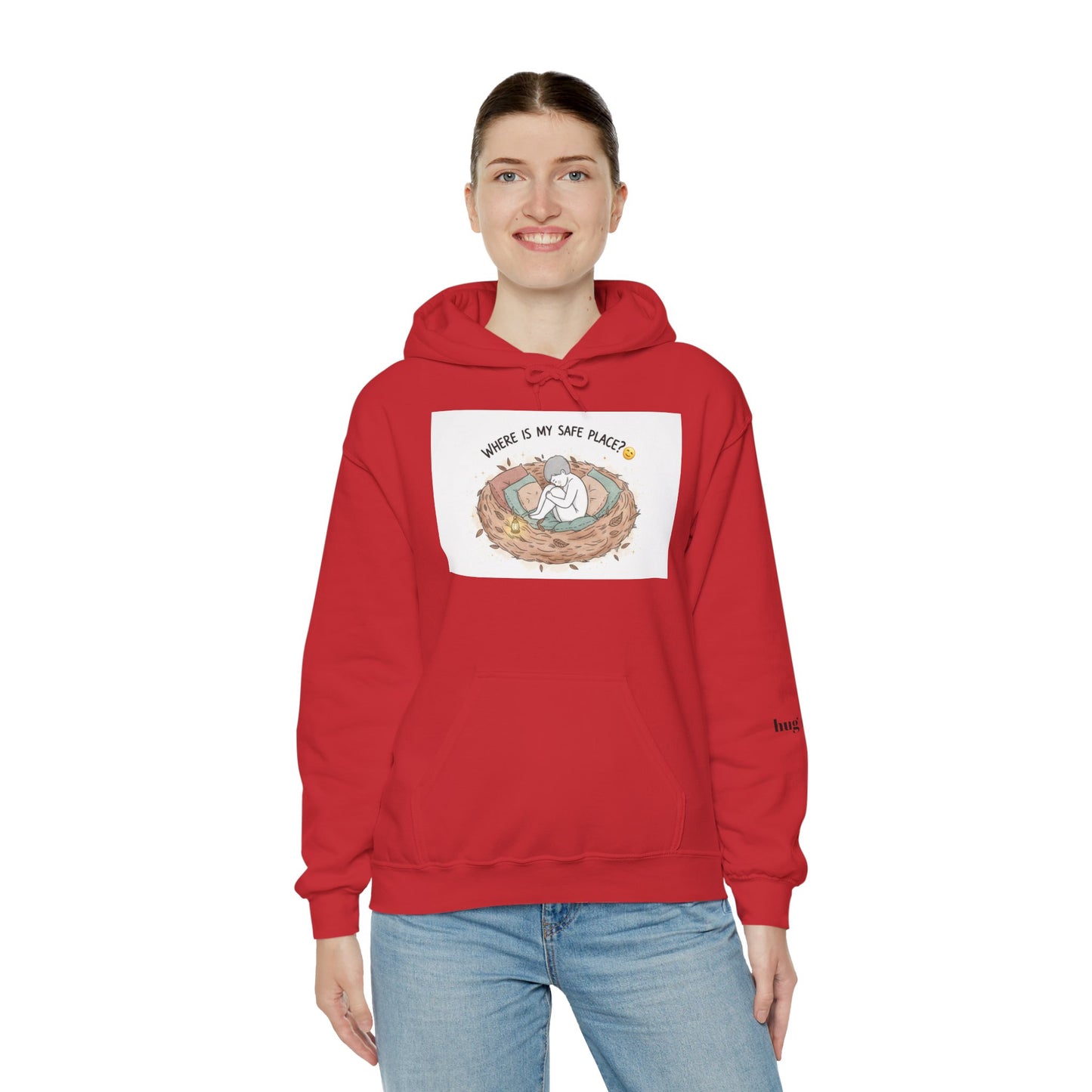 Cozy Bird Nest Hoodie — "Home Is My Safe Place" Comfort Sweatshirt