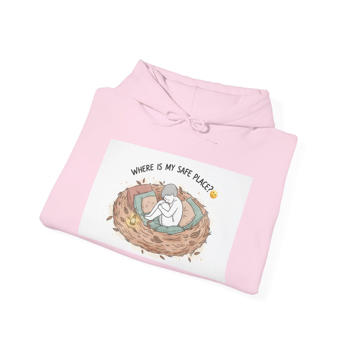 Cozy Bird Nest Hoodie — "Home Is My Safe Place" Comfort Sweatshirt