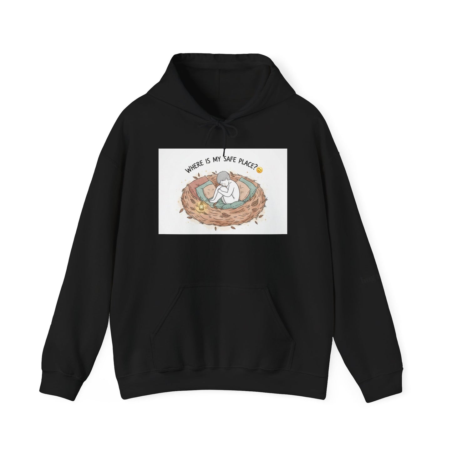 Cozy Bird Nest Hoodie — "Home Is My Safe Place" Comfort Sweatshirt