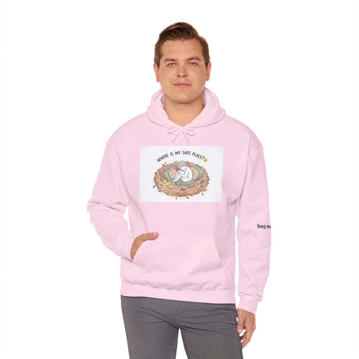 Cozy Bird Nest Hoodie — "Home Is My Safe Place" Comfort Sweatshirt