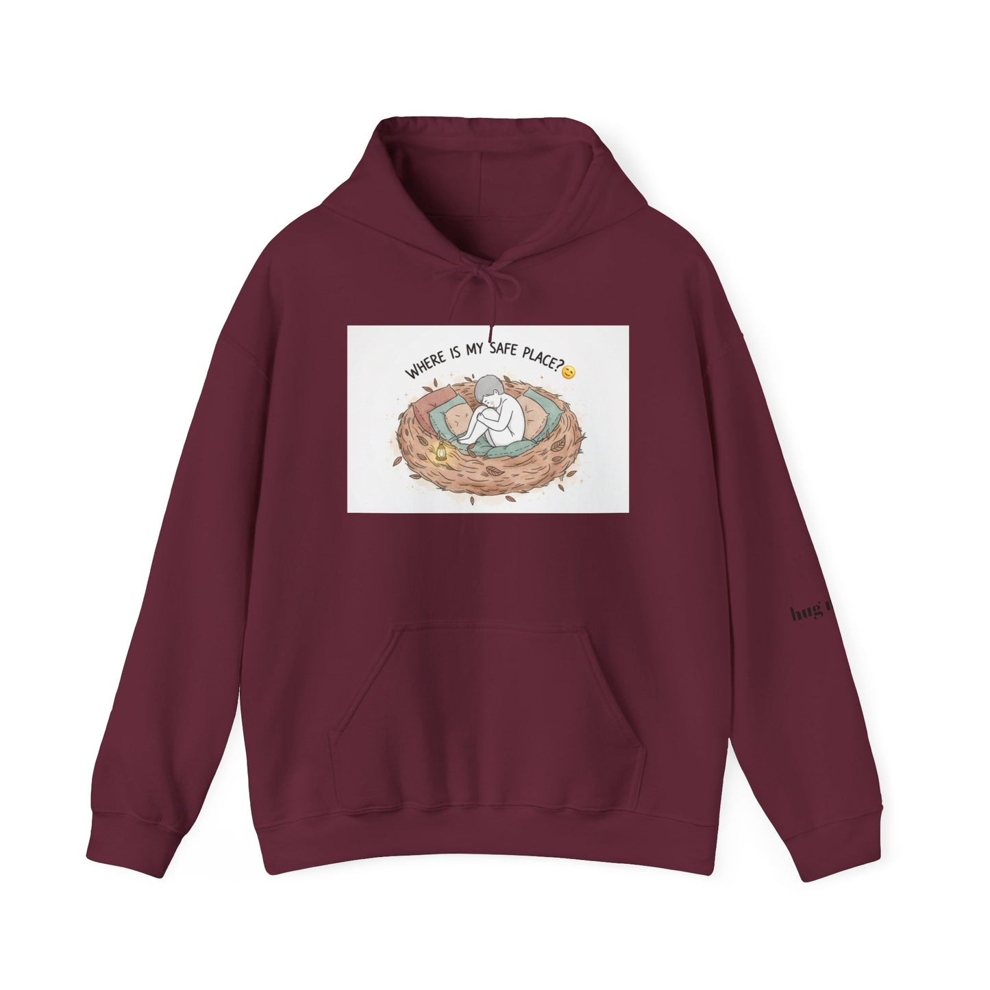 Cozy Bird Nest Hoodie — "Home Is My Safe Place" Comfort Sweatshirt
