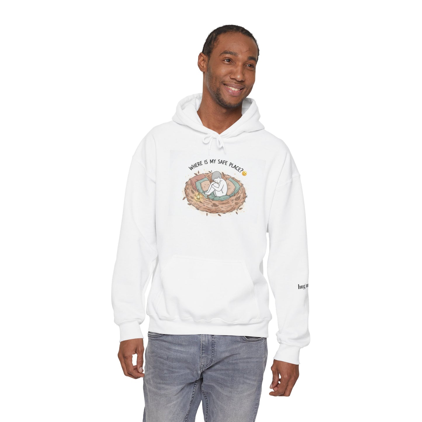 Cozy Bird Nest Hoodie — "Home Is My Safe Place" Comfort Sweatshirt