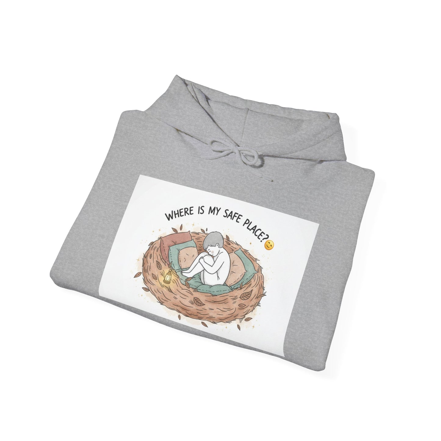 Cozy Bird Nest Hoodie — "Home Is My Safe Place" Comfort Sweatshirt